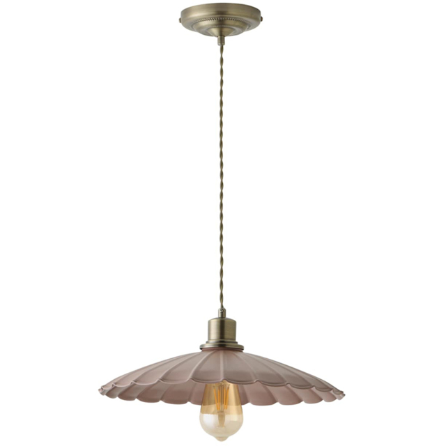 ValueLights Holborn Dusky Pink Scallop Metal Shade Brushed Gold Pendant Light with Bulb - Size: 117 x 34.5 x 34.5cm - Wilko - image 1