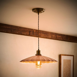 ValueLights Holborn Dusky Pink Scallop Metal Shade Brushed Gold Pendant Light with Bulb - Size: 117 x 34.5 x 34.5cm - Wilko - thumbnail 7
