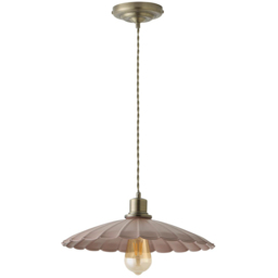 ValueLights Holborn Dusky Pink Scallop Metal Shade Brushed Gold Pendant Light with Bulb - Size: 117 x 34.5 x 34.5cm - Wilko - thumbnail 1