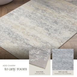 tectake Dalia Non Slip Washable Rug 170 x 120 x 0.6cm - Size: 0.6 x 120 x 170cm - Cream - Wilko - thumbnail 5