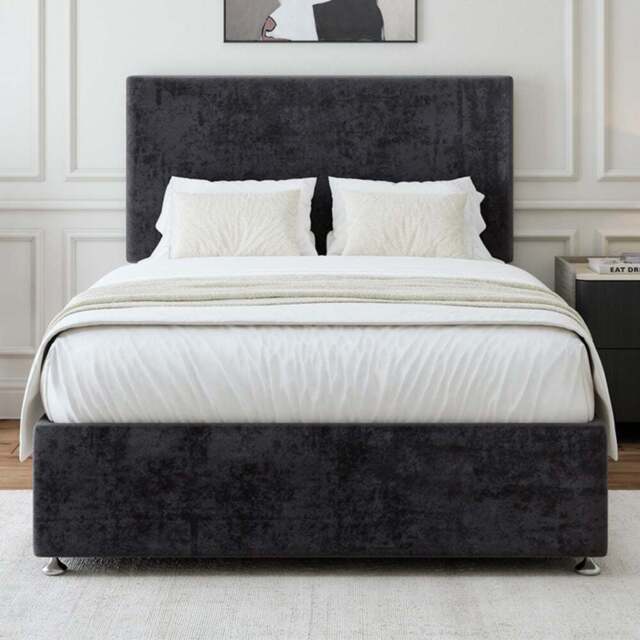 Bedmaster Small Double Black Naples Linen Divan Base with Valencia Headboard - Wilko - image 1