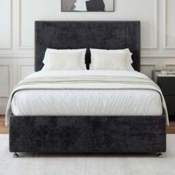 Bedmaster Small Double Black Naples Linen Divan Base with Valencia Headboard - Wilko - thumbnail 1