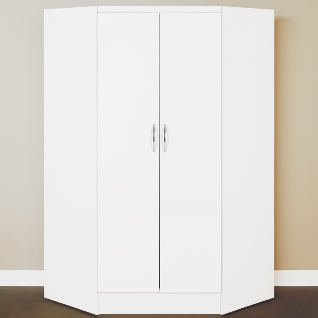 Seconique Nevada 2 Door White Gloss and Light Oak Effect Veneer Corner Wardrobe - Wilko - image 1