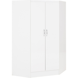 Seconique Nevada 2 Door White Gloss and Light Oak Effect Veneer Corner Wardrobe - Wilko - thumbnail 3