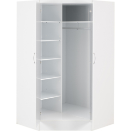 Seconique Nevada 2 Door White Gloss and Light Oak Effect Veneer Corner Wardrobe - Wilko - thumbnail 5