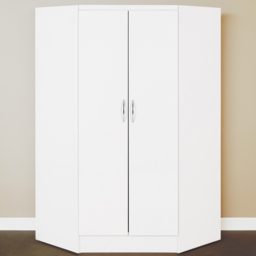 Seconique Nevada 2 Door White Gloss and Light Oak Effect Veneer Corner Wardrobe - Wilko - thumbnail 1