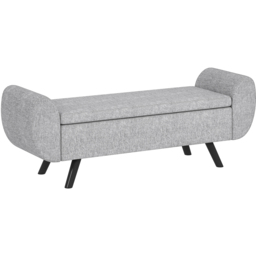 Portland Grey Linen Upholstered Ottoman Storage Bench with Armrest - Size: 44.5 x 30 x 105cm - Dark Grey - Wilko - thumbnail 3