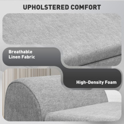 Portland Grey Linen Upholstered Ottoman Storage Bench with Armrest - Size: 44.5 x 30 x 105cm - Dark Grey - Wilko - thumbnail 7