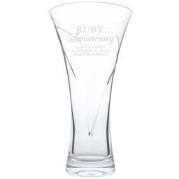 Personalised Memento Personalised Ruby Anniversary Large Hand Cut Heart Vase - Size: 1.4 x 2.5 x 1.4cm - Clear - Wilko - thumbnail 1