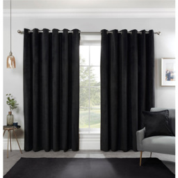 Divante Vermont Black Velvet Blackout Curtains 229cm - Size: W 228 x D 228cm - Wilko - thumbnail 6