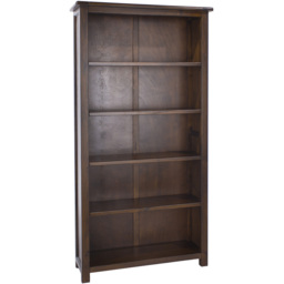 Boston 5 Shelf Dark Lacquer Tall Bookcase - Brown - Wilko - thumbnail 4