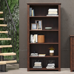 Boston 5 Shelf Dark Lacquer Tall Bookcase - Brown - Wilko - thumbnail 5