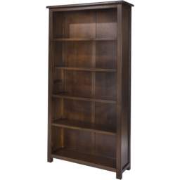 Boston 5 Shelf Dark Lacquer Tall Bookcase - Brown - Wilko - thumbnail 3