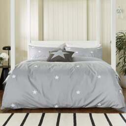 Helena Springfield Tufted Star Double Grey Reversible Duvet Set - Wilko