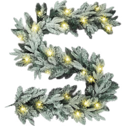 Shatchi Pre-Lit Lapland Fir Snow Flock Christmas Wreath 55cm - Size: 69 x 36 x 69cm - Green - Wilko - thumbnail 1