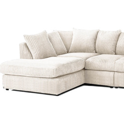 Luxor 4 Seater Cream Jumbo Cord Left Hand Facing Scatter Back L Shaped Corner Sofa Set - Wilko - thumbnail 4