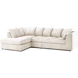 Luxor 4 Seater Cream Jumbo Cord Left Hand Facing Scatter Back L Shaped Corner Sofa Set - Wilko - thumbnail 3