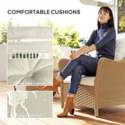 Outsunny Set of 2 Beige Cushioned PE Rattan Garden Chair - Size: 85 x 75 x 70cm - Wilko - thumbnail 6