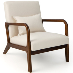 Costway Beige Accent Chair with Lumbar Pillow - Size: Single - Cream - Wilko - thumbnail 3