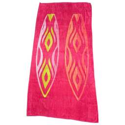 Eco Tex Recycled Cotton Pink Surfboard Beach Towel - Size: 180 x 95cm - Wilko - thumbnail 1