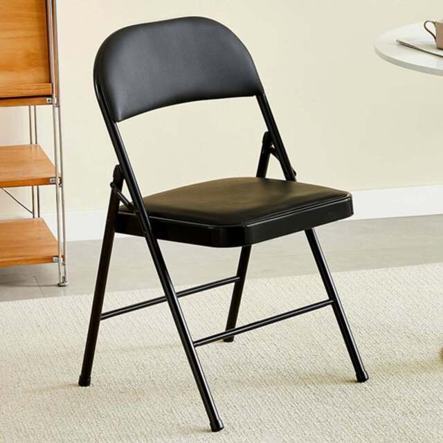 Set of 2 Black Padded Folding Metal Dining Chairs - MCC - Wilko - image 1