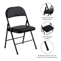 Set of 2 Black Padded Folding Metal Dining Chairs - MCC - Wilko - thumbnail 7