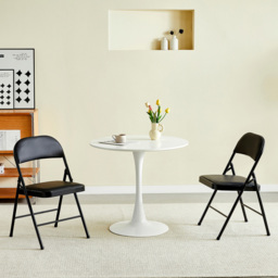 Set of 2 Black Padded Folding Metal Dining Chairs - MCC - Wilko - thumbnail 6