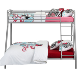 Dorel Single with Double Grey Metal Bunk Bed - Size: Single + Double - Silver/Grey - Wilko - thumbnail 4