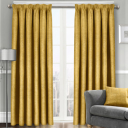 Velosso Westwood Ochre Curtains 117 x 189cm - Size: W 117 x D 189cm - Yellow - Wilko
