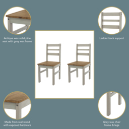 Core Products Corona Set of 2 Linea Grey Ladder Back Dining Chair - Wilko - thumbnail 7