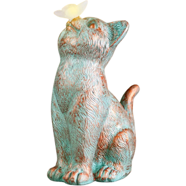 Garden Mile Solar LED Cat Garden Ornament - Size: 26 x 9 x 9cm - Brown - Wilko - image 1