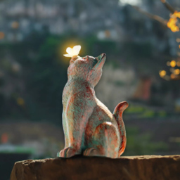 Garden Mile Solar LED Cat Garden Ornament - Size: 26 x 9 x 9cm - Brown - Wilko - thumbnail 6