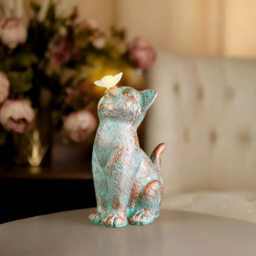 Garden Mile Solar LED Cat Garden Ornament - Size: 26 x 9 x 9cm - Brown - Wilko - thumbnail 3