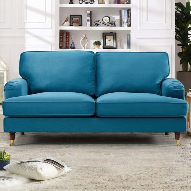Woodbury 2 Seater Teal Velvet Sofa - Blue - Artemis Home - Wilko - image 1