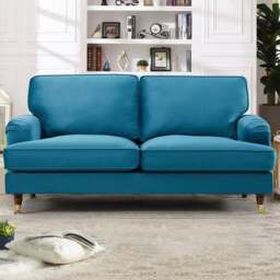 Woodbury 2 Seater Teal Velvet Sofa - Blue - Artemis Home - Wilko - thumbnail 1
