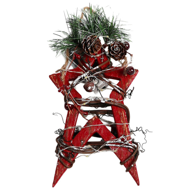 Shatchi Red Wooden Star 15 Warm White LED Christmas Decoration 20cm - Size: 0.11 x 190 x 190cm - Wilko - image 1