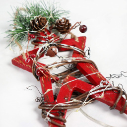 Shatchi Red Wooden Star 15 Warm White LED Christmas Decoration 20cm - Size: 0.11 x 190 x 190cm - Wilko - thumbnail 5
