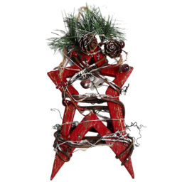 Shatchi Red Wooden Star 15 Warm White LED Christmas Decoration 20cm - Size: 0.11 x 190 x 190cm - Wilko