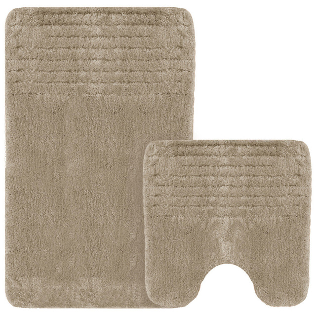 Velosso Linear Natural Bath Mat Set - Size: 50 x 80 x 1cm - Brown - Wilko - image 1