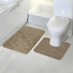 Velosso Linear Natural Bath Mat Set - Size: 50 x 80 x 1cm - Brown - Wilko - thumbnail 3