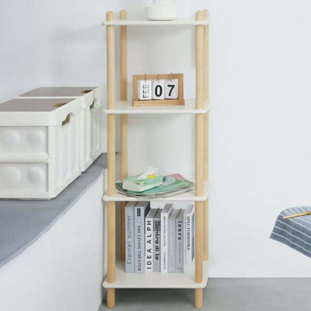 FurnitureHMD 4 Shelf White and Natural Bookcase - Wilko - image 1
