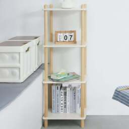 FurnitureHMD 4 Shelf White and Natural Bookcase - Wilko - thumbnail 1