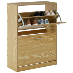 Premier Housewares 2 Tier Light Brown Shoe Cabinet - Size: 60 x 24 x 81cm - Wilko - thumbnail 5