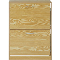 Premier Housewares 2 Tier Light Brown Shoe Cabinet - Size: 60 x 24 x 81cm - Wilko - thumbnail 4