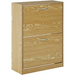 Premier Housewares 2 Tier Light Brown Shoe Cabinet - Size: 60 x 24 x 81cm - Wilko - thumbnail 3