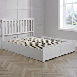 Home Source Florida Double White Wooden Ottoman Bed Frame - Wilko