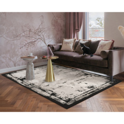 Mayfair Living Room Area Rug Metallic Sheen Contemporary Modern Frame Design - Black 160cm x 230cm - Size: 230 x 160 x 0.7cm - Desire Rugs - Wilko - thumbnail 3