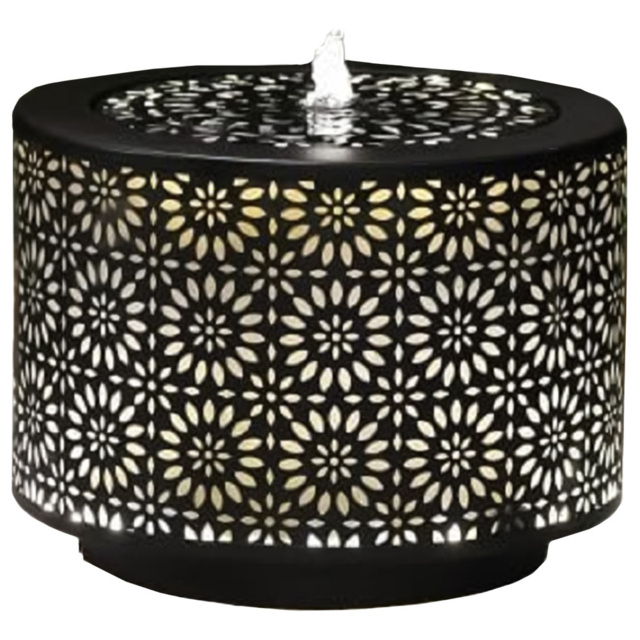 Garden Gear Mosaic Lantern Effect Metal LED Water Feature with Silhouette Effect - Size: 45.2 x 45.2 x 35cm - Grey - Wilko - image 1