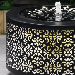 Garden Gear Mosaic Lantern Effect Metal LED Water Feature with Silhouette Effect - Size: 45.2 x 45.2 x 35cm - Grey - Wilko - thumbnail 4
