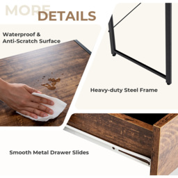Costway 2 Drawer Computer Desk Rustic Brown - Size: 119.4 x 58.4 x 12.7cm - Wilko - thumbnail 6